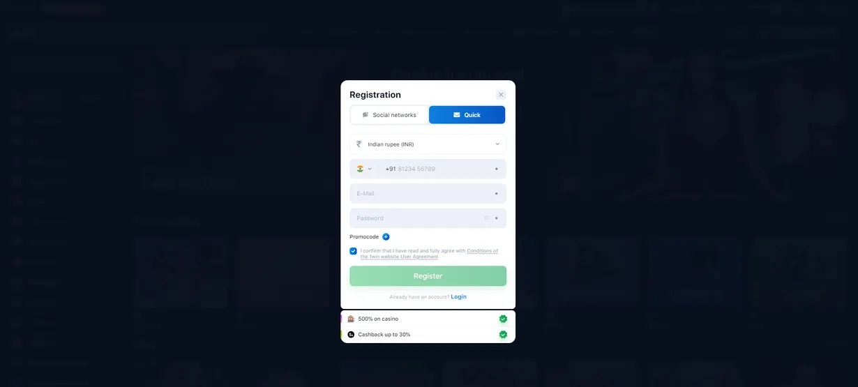 1win app login